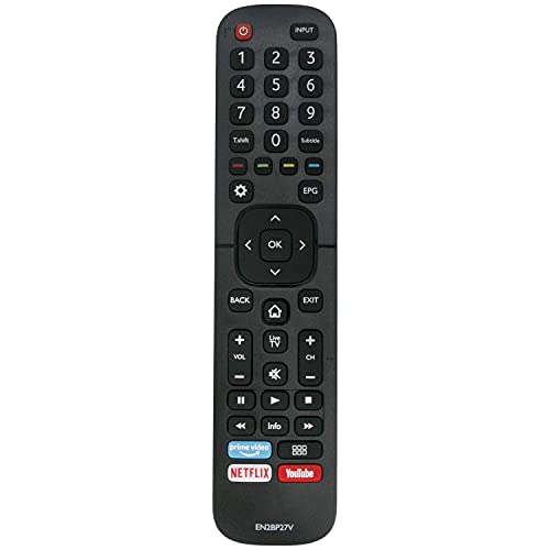 EHOP EN2BP27V Remote fit for Vu Pixelight 4K Smart LED TV 43-UH 50-QDV 55-QDV 65-QDV 50-QDV 55-QDV 65-QDV 75-QDV 50QDV 55QDV 65QDV 75QDV 50SM with Vu OS Netflix Video YouTube Apps