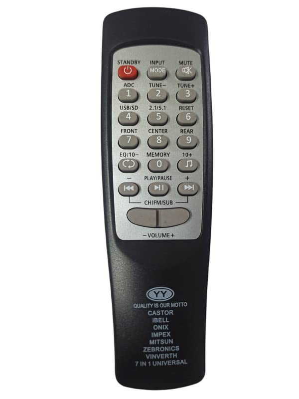 Ehop 7IN1 Universal Compatible Remote Control for Caster,iBell,Onix,Impex,Mitsun, Zebronics,Winworth Home Theater System (Please Match with Your Old Remote Before Placing Order)