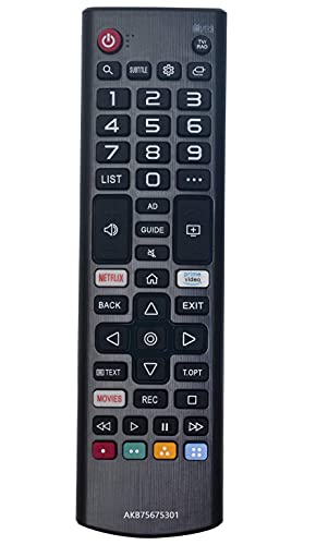 Ehop AKB75675301 Remote Control Compatible for LG with Netflix and Prime Video Button.