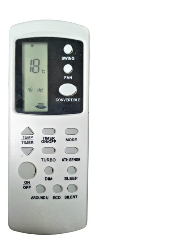 Ehop Compatible Remote Control for Whirlpool AC with Turbo, Eco and Around You Buttons VE-210B (Old Remote Should be Same for it to Work)