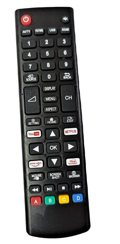 Ehop Compatible Remote Control for Crown Smart LED LCD TV with YouTube,Netflix and primevideo Buttons (Please Match with Your Old Remote Before Placing Order)