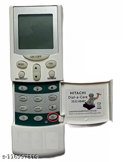 AC Remote No. 68N with Backlight & Timer, Compatible for Hitachi AC Remote Control