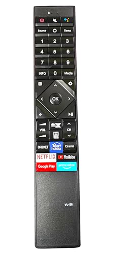 Ehop ERF6D62V Compatible Remote conrol for VU Smart TV 85QPX Remote with App Disney+hotstar Netflix YouTube Primevideo Function (Remote Without Voice Control Function)